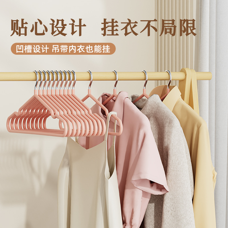 批发无痕防滑加粗不锈钢晾晒衣架多功能家用成人衣服撑衣架细节图