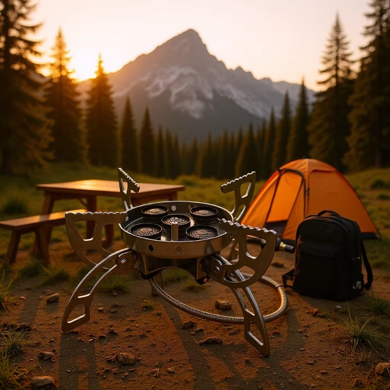 ATLAS outdoor flying saucer-shaped burner head portable folding stove, high-temperature resistant five-core stainless steel fierce fire stove, camping stove