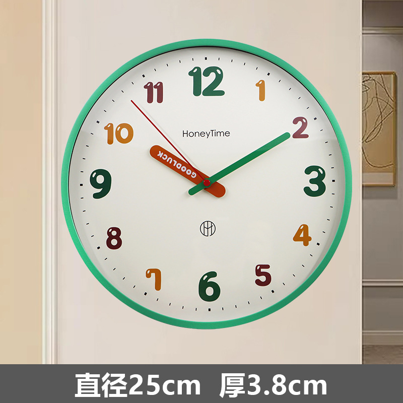 现代简约挂钟2024新款客厅儿童房家用挂墙免打孔时钟静音石英钟表细节图