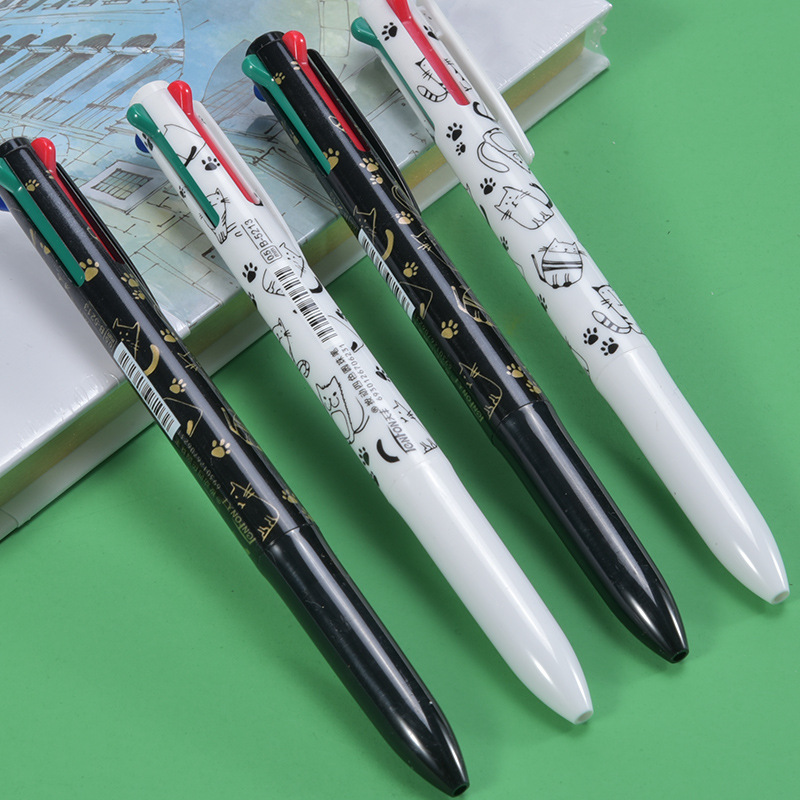 Tianfeng Four-color Black and White Cat Ballpoint Pen 5213 Multi-color Ballpoint Pen Wholesale Factory Direct supply 48 pieces per box Specification drawing