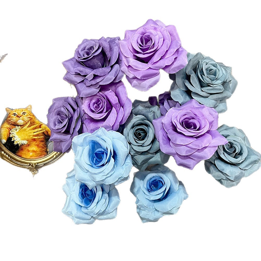 3头钻石玫瑰仿真假花束成品人造绢花婚庆地排用花塑料花婚礼布置白底实物图