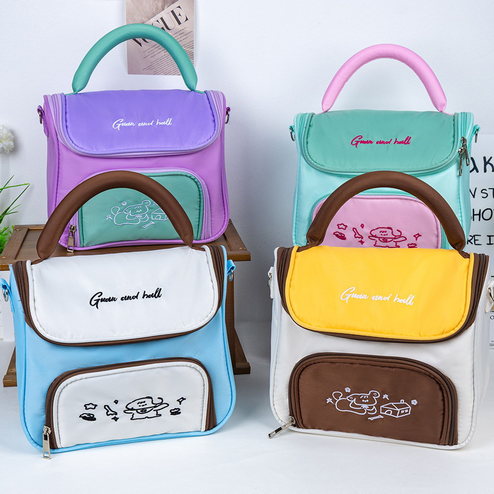 ins simple large-capacity hand-held storage bag for students, high appearance level stationery pen case, PU portable toiletries bag storage bag