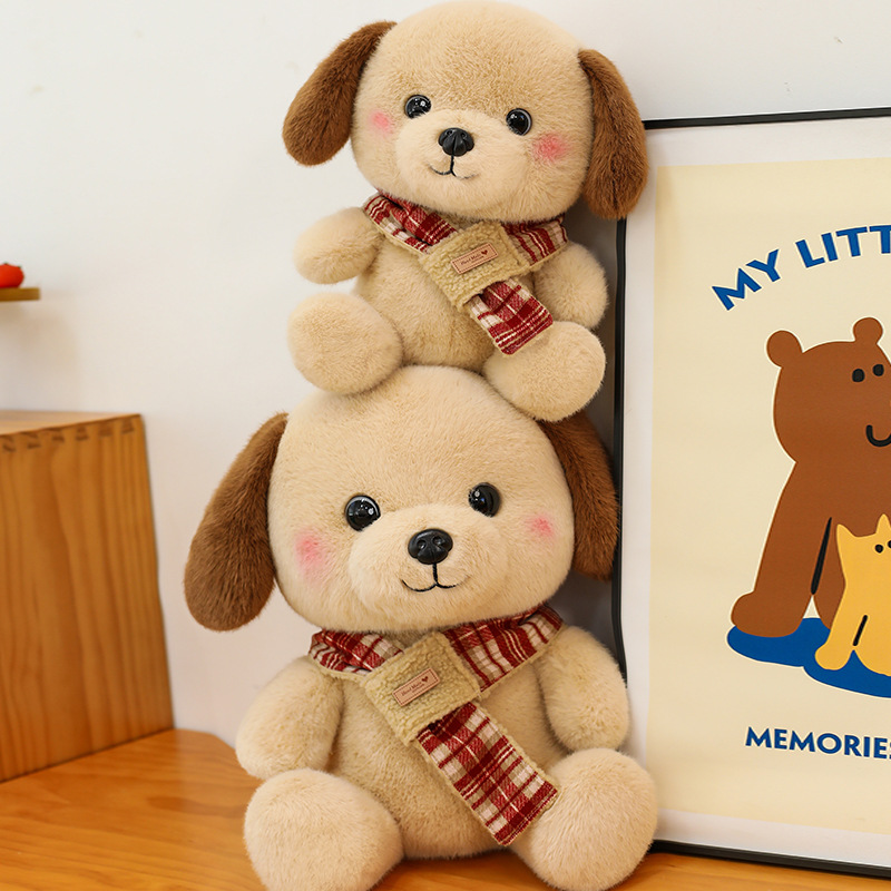 正版围巾狗公仔跨境毛绒玩具呆萌小狗娃娃安抚玩偶圣诞节新年礼物