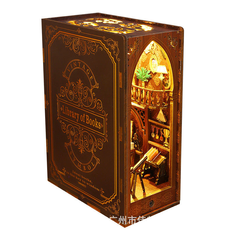 Jiate Cultural and Creative diy Bookstand Library, hand-assembled bookstand diy house, 3D Model of Three-dimensional bookstand Item Picture
