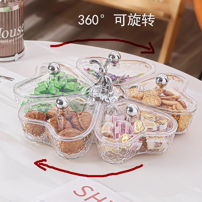 Rotatable dried fruit plate, a new type of light luxury, popular, high-appearation-level storage fruit plate for home living room coffee tables and snacks details Picture