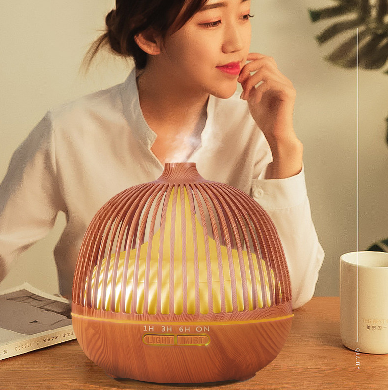 Cross-border blast air humidificador 500ml de gran capacidad cebolla cabeza de grano de madera difusor de aroma ultrasónico