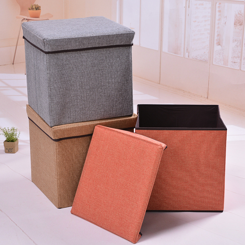 Wholesale of cotton-linen storage boxes with a pastoral style, Chinese-style fabric organizing boxes, eco-friendly and odorless folding storage boxes from manufacturers details Picture