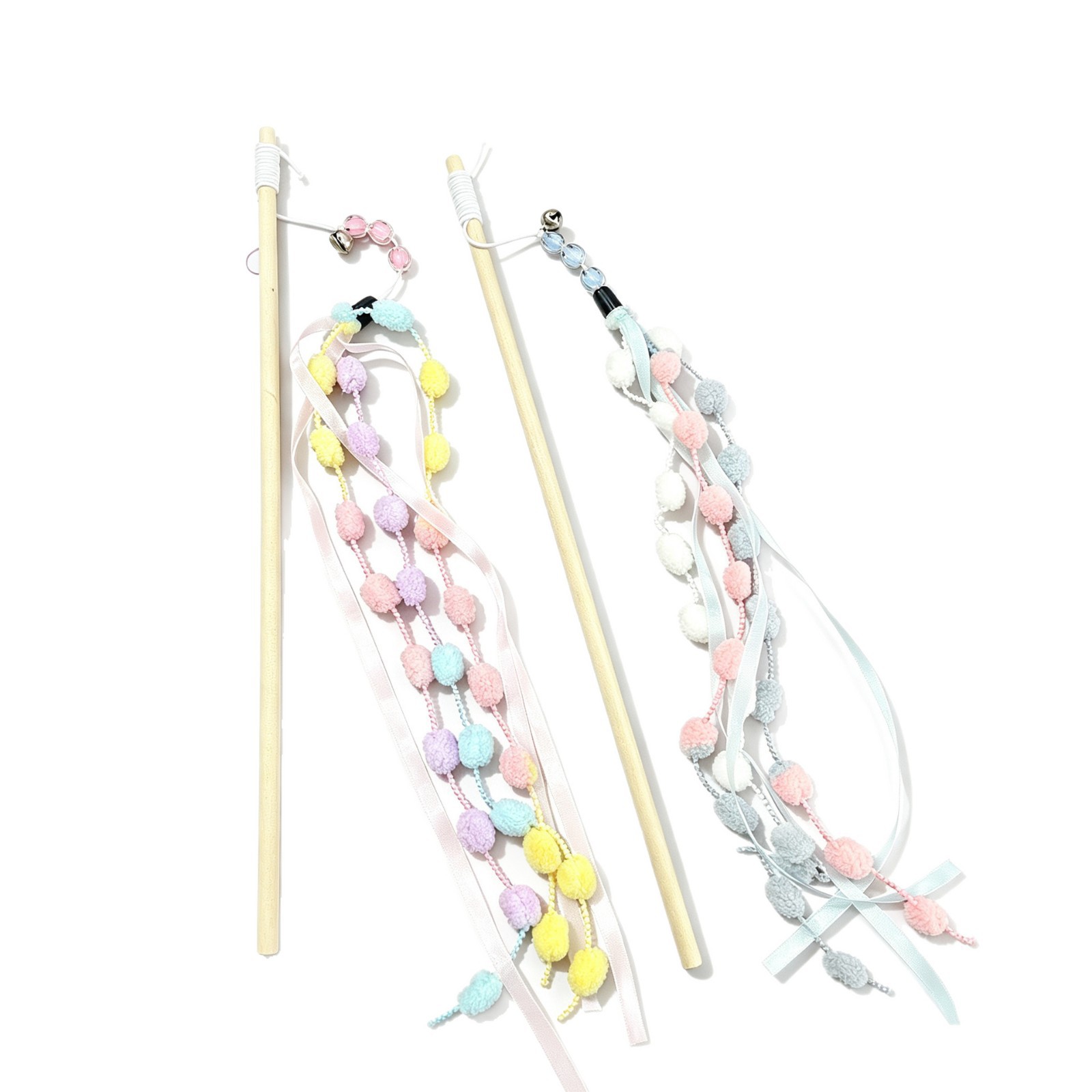 Cat toy sticks, macaron tassels, hairball ribbons, cat toys, cat interaction and entertainment, pet supplies factory Item Picture