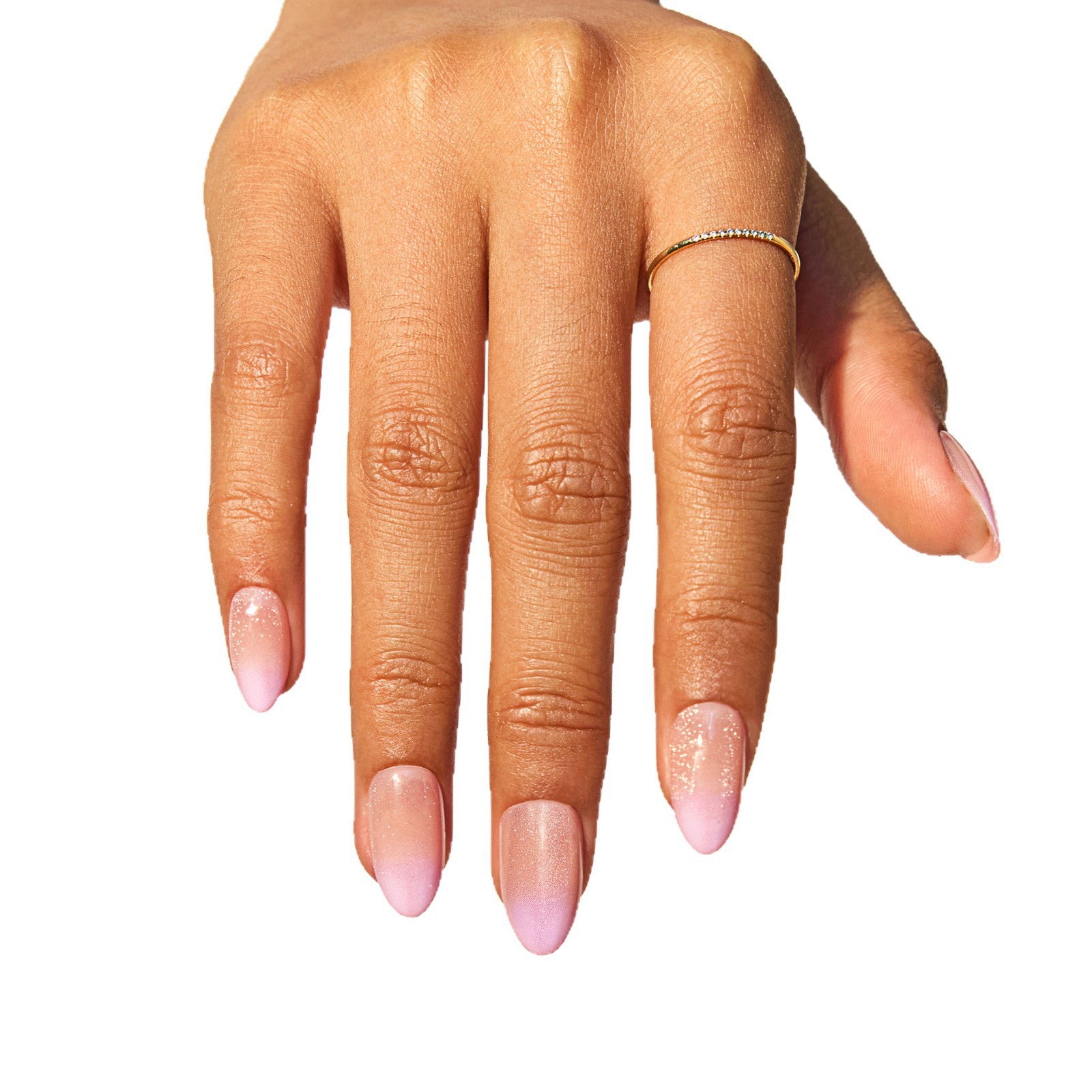 Cat-eye wearable nail, high-end short almond nail, pink gradient nail plate, false nail factory processing and customization Item Picture