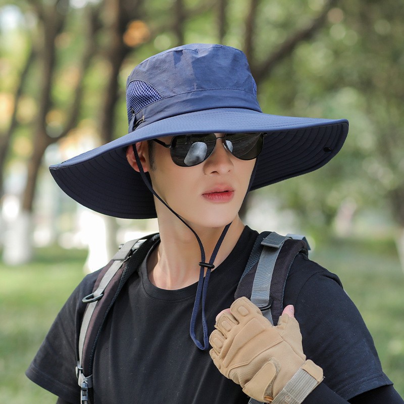 户外钓鱼防晒帽男登山遮阳披肩渔夫帽定制夏季太阳帽面罩大帽檐男产品图