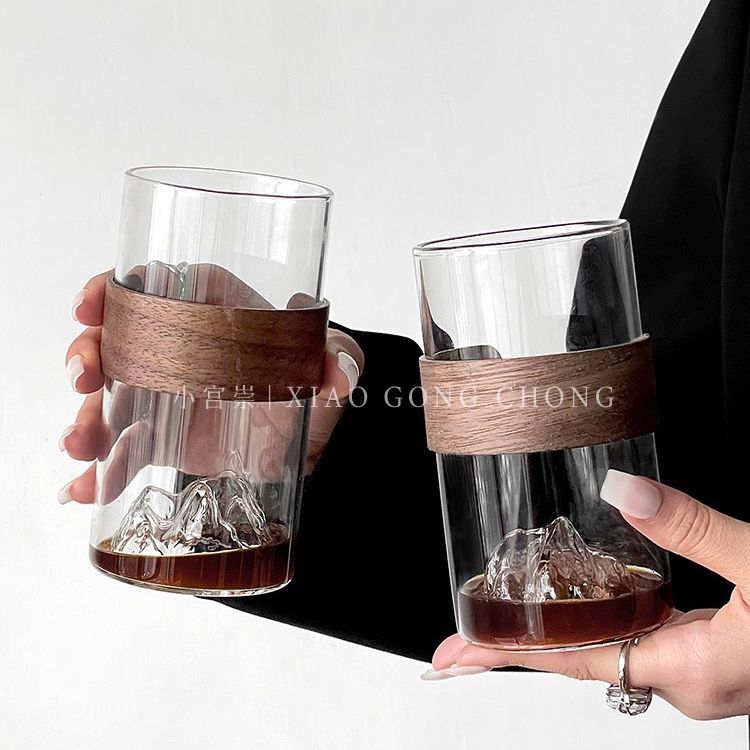 Japanese-style creative mountain-viewing glass cups, retro Chinese trend high-temperature resistant Fuji Mountain tea cups, household snow mountain cups, coffee water cups Specification image