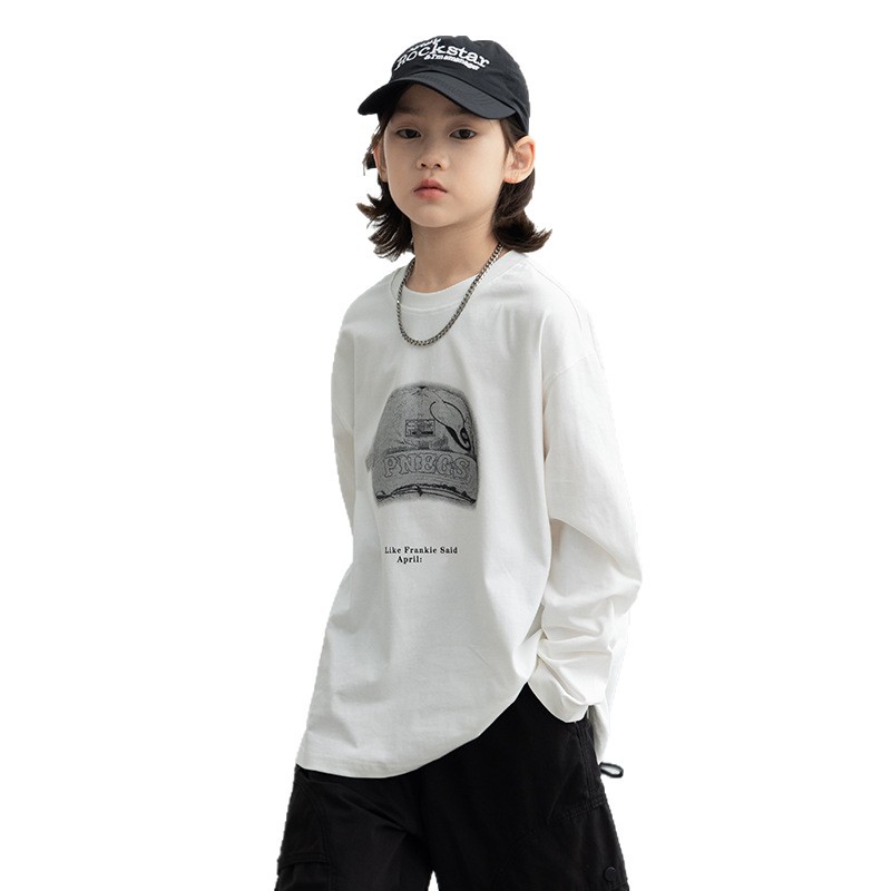 Boys' long-sleeved T-shirt Spring and Autumn 2026 new style Children's autumn base layer, big boys' autumn thin sweatshirt trend Item Picture