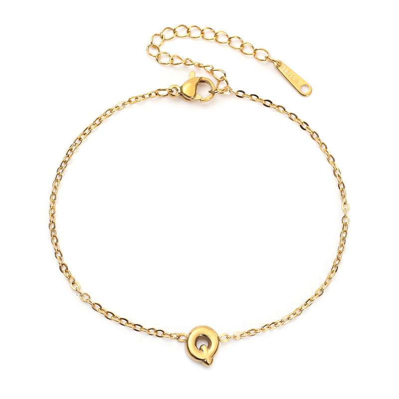 Cross-border simple, fashionable and versatile 26-bubble letter women's bracelet in stainless steel color, niche, light luxury and versatile Specification image