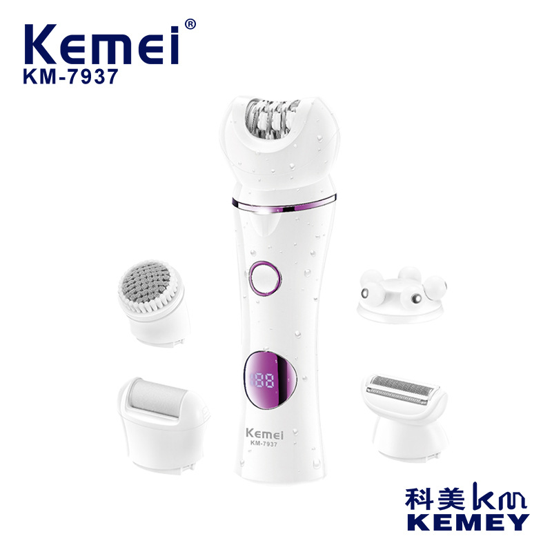 科美/KEMEI新款多功能剃毛器五合一全身防水液晶数显温和脱毛器