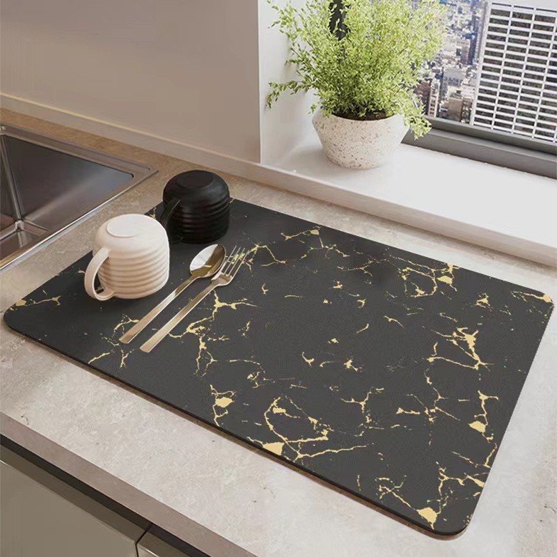 TEMU's new solid-color kitchen draining pad, diatom mud tabletop sink, wear-resistant and absorbent pad, anti-scald and heat-insulating pad Specification image
