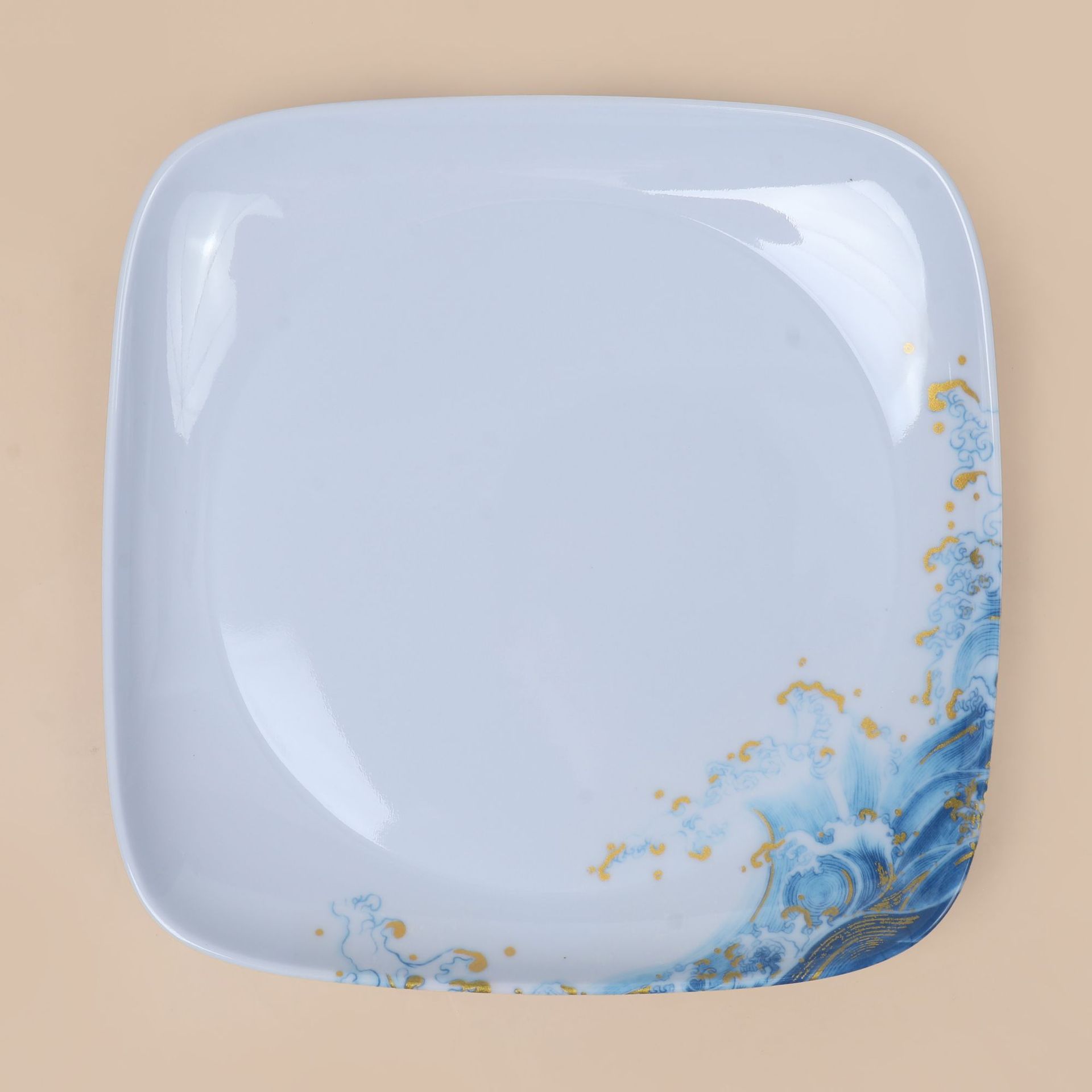 Nordic melamine tableware for foreign trade, Ins-style square plastic dinner plates, barbecue plates, restaurant and hotel snack plates, stir-frying plates Item Picture
