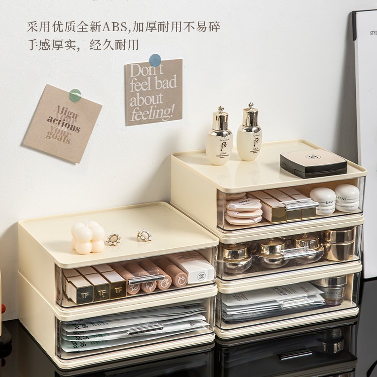 Double-layer desktop storage box, drawer cabinet, plastic multi-layer file box, stationery on the office desk, student sundries storage Application Scenario