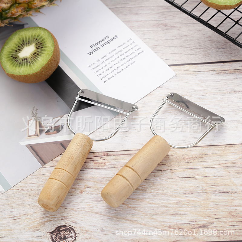 Wooden handle peeler, stainless steel knife, fruit peeler, potato and apple peeler, peeling knife, household old-fashioned peeler Item Picture