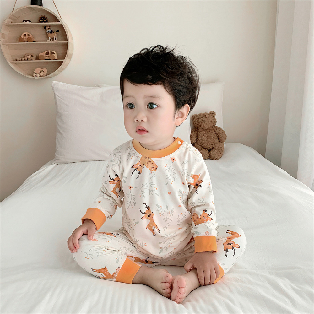 Children's thermal underwear and long Johns set, pure cotton boys' thermal underwear, girls' base, spring and autumn baby and children's pajamas Item Picture