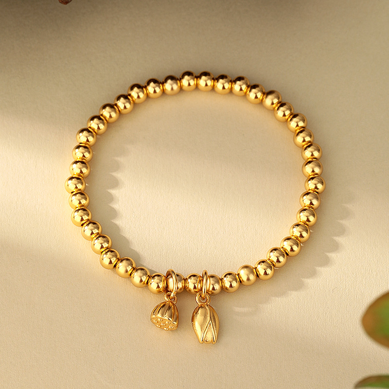 Women's copper gold-plated bracelet with two lifetimes of joy, ethnic style chain, lotus flower jewelry, simple and elegant women's bracelet Application Scenario