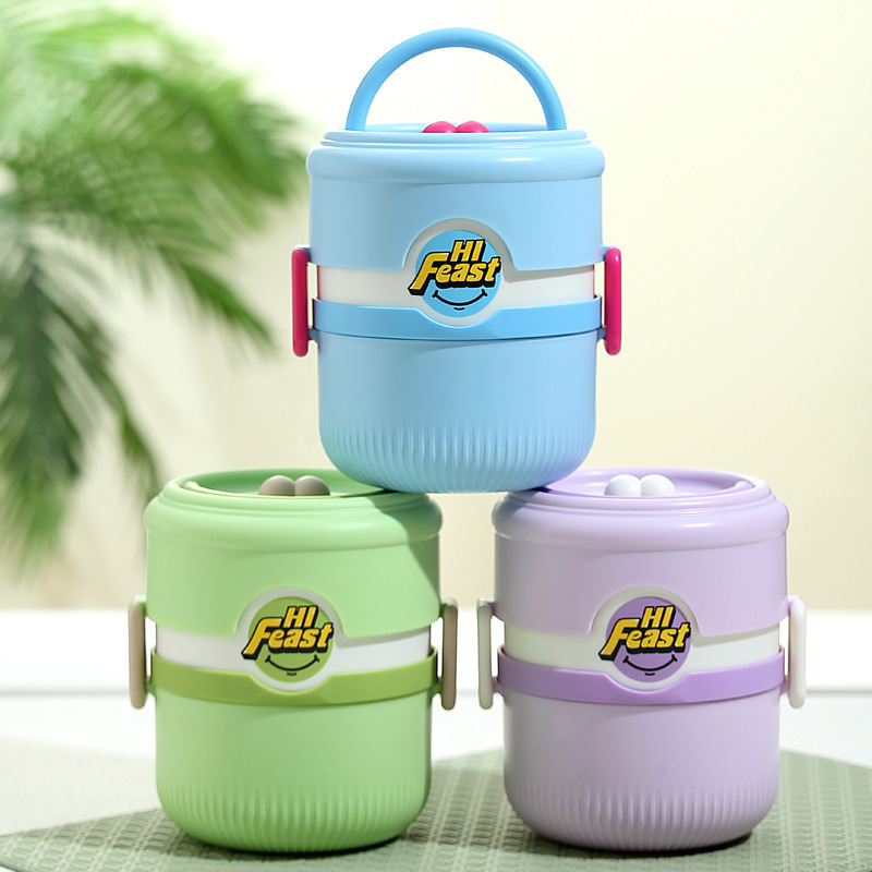 Double-layer student lunch box, microwave-safe heating bento box, office worker adult food-grade stainless steel lunch box