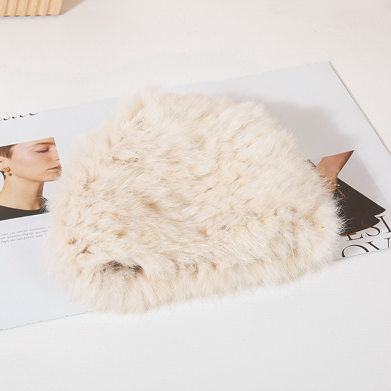 New rabbit fur hat for women to keep warm in autumn and winter, Mongolian hat to make the face look small, versatile and ear-protecting, Northeast plush basin hat details Picture