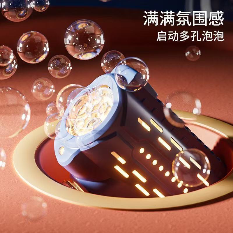 New type of luminous space gun bubble blowing machine, fully automatic children's handheld multi-hole bubble gun, street stall toy wholesale details Picture