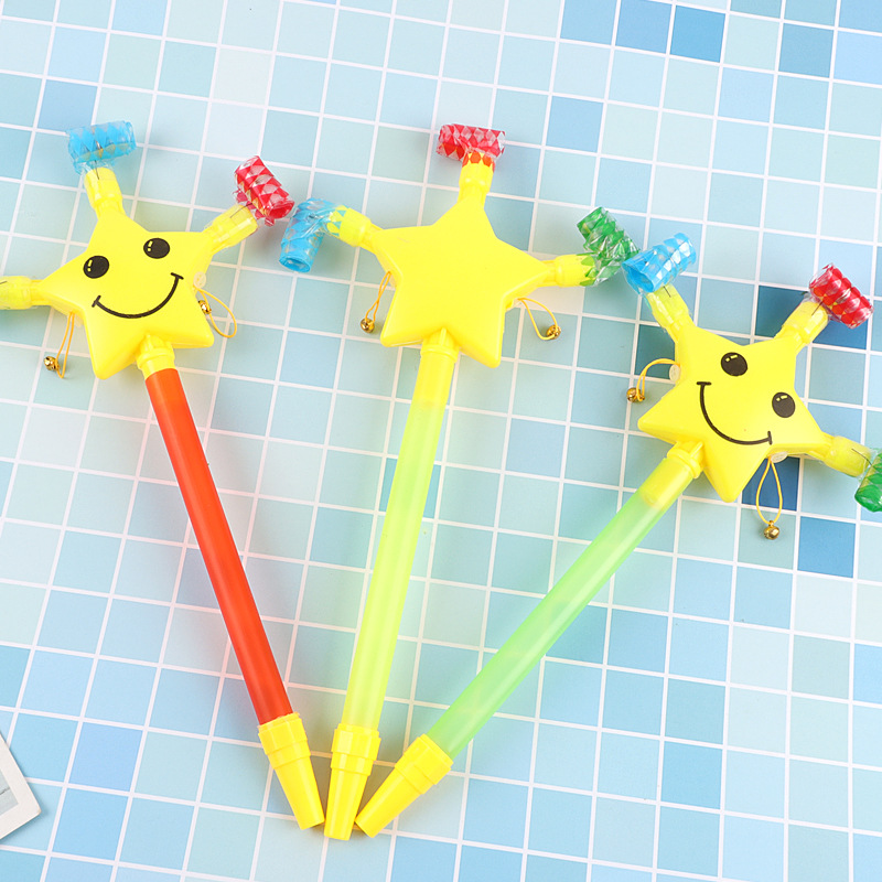 Wholesale of large five-pointed star blowing dragon whistle with bell, long pole whistle for children's house play, retractable roll whistle horn Specification image