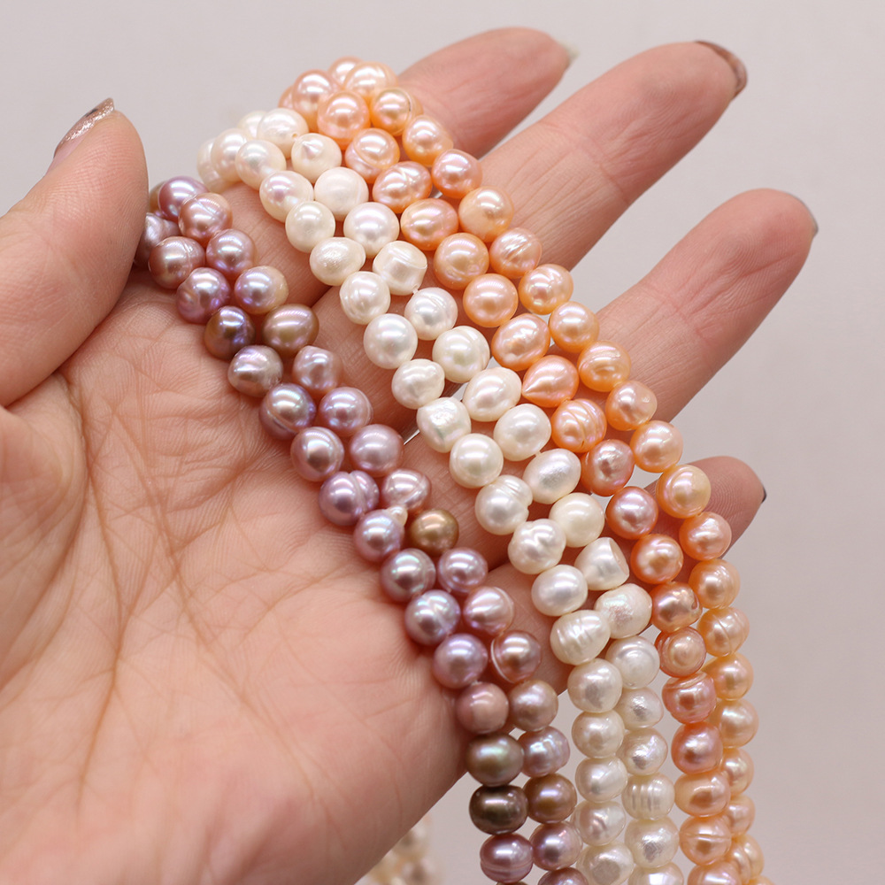 Natural pearl nearly round-shaped beads ADIY jewelry accessories, handcrafted jewelry necklaces, production and wholesale Application Scenario