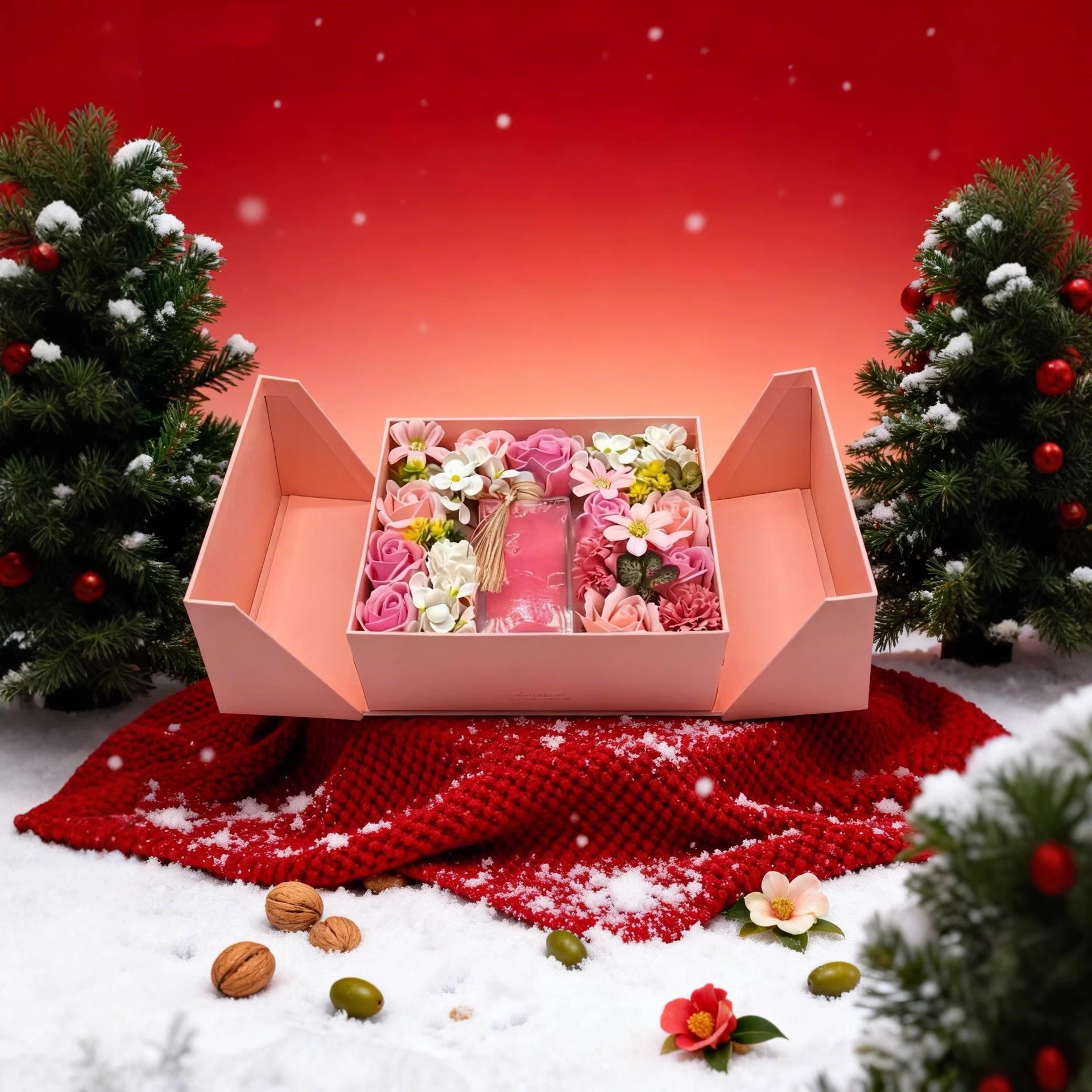 Gilded scented gift bag, flower box, practical soap, flower gift box, Mother's Day gift 150ml, souvenir, Valentine's Day Specification image
