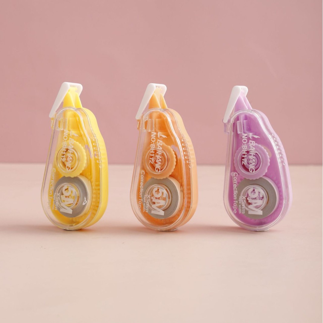 Baihang fully transparent and simple correction tape for student stationery and learning supplies, large-capacity correction and correction tape, 3-piece set Application Scenario
