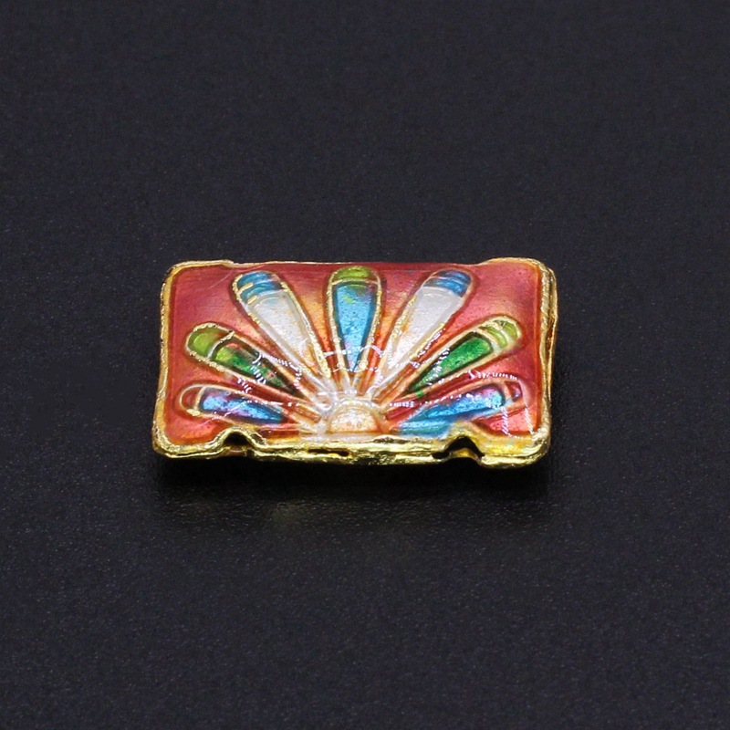 Traditional high-temperature enamel mechanism silver-blue ancient-style jewelry accessory, back cloud partition beads, cloisonne 20*13mm finger beads