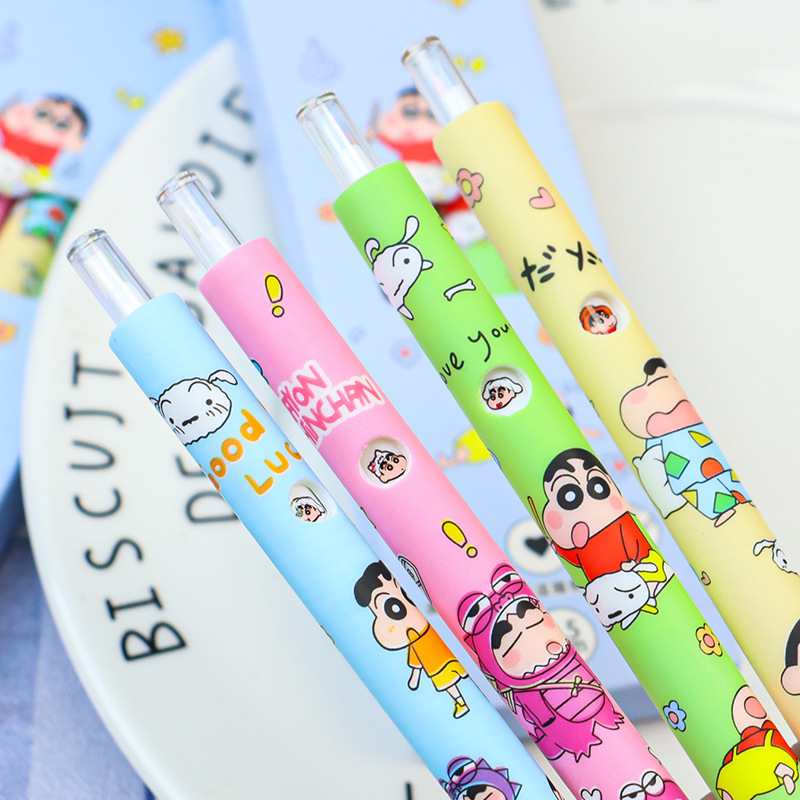 Cartoon Crayon Shin-chan face-changing press gel pen Cute student exam practice 0.5mm quick-drying smooth water pen details Picture