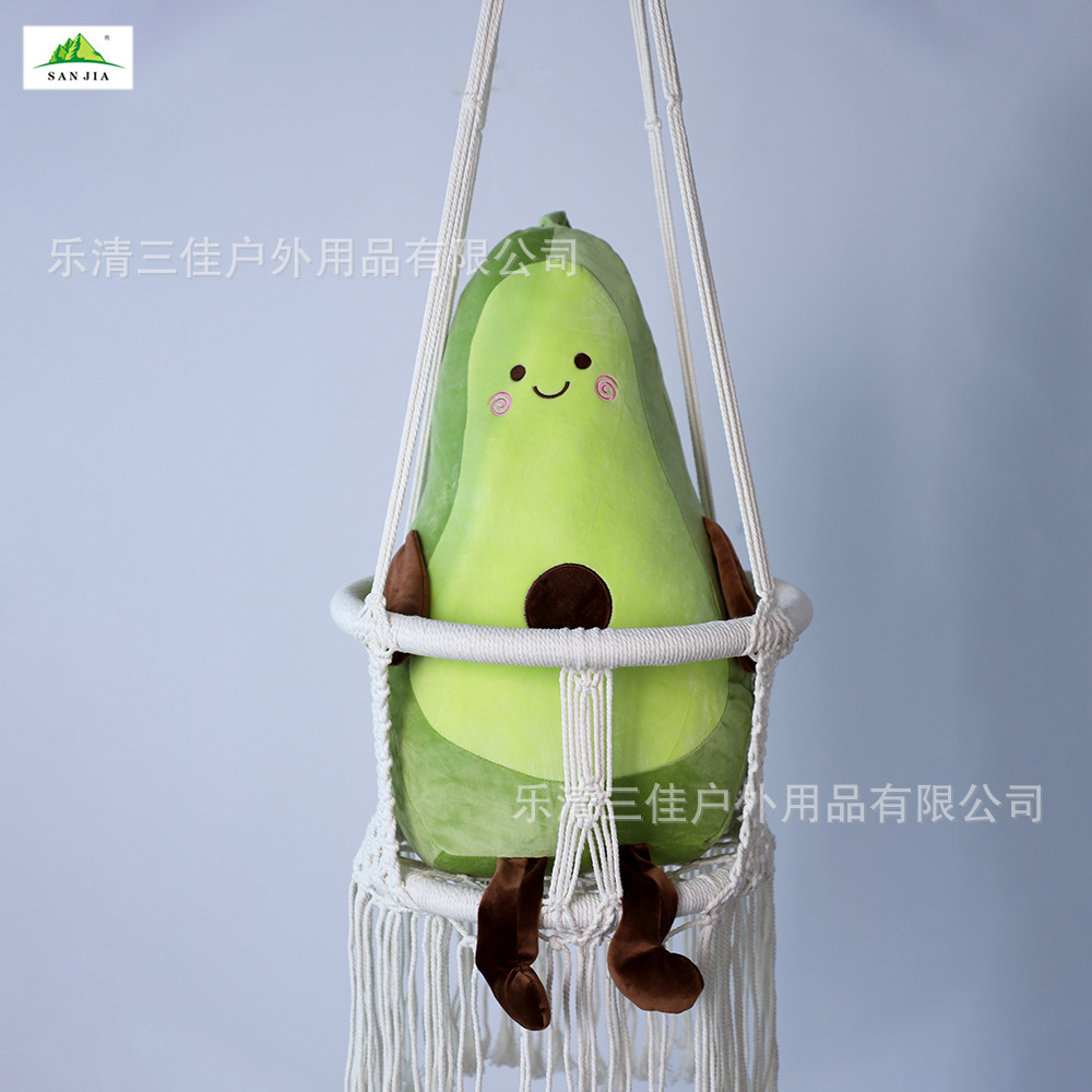 Factory direct sales of ins hanging chairs, Nordic style indoor cotton rope woven children's hanging baskets, tassels, balcony children's swings Item Picture