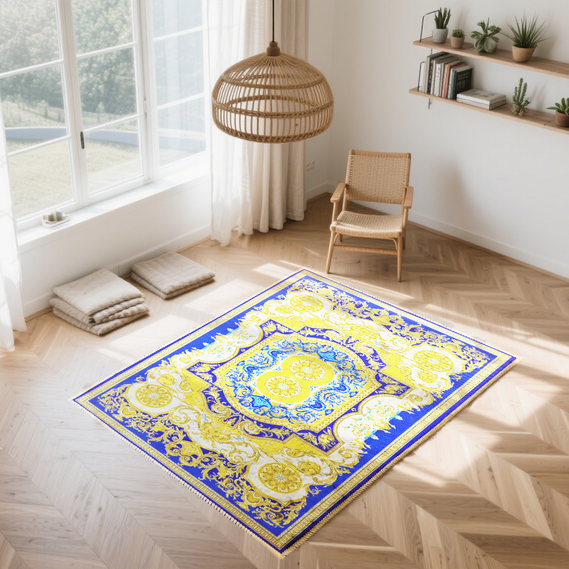 水晶绒3D波斯图案土耳其风格卧室床边满铺地毯家居客厅装饰沙发毯