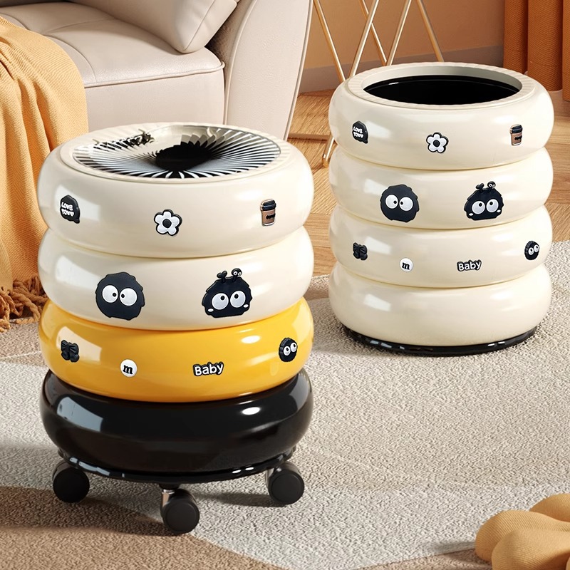 按压式垃圾桶家用客厅轻奢高档带盖卫生桶奶油风厨房可移动纸篓