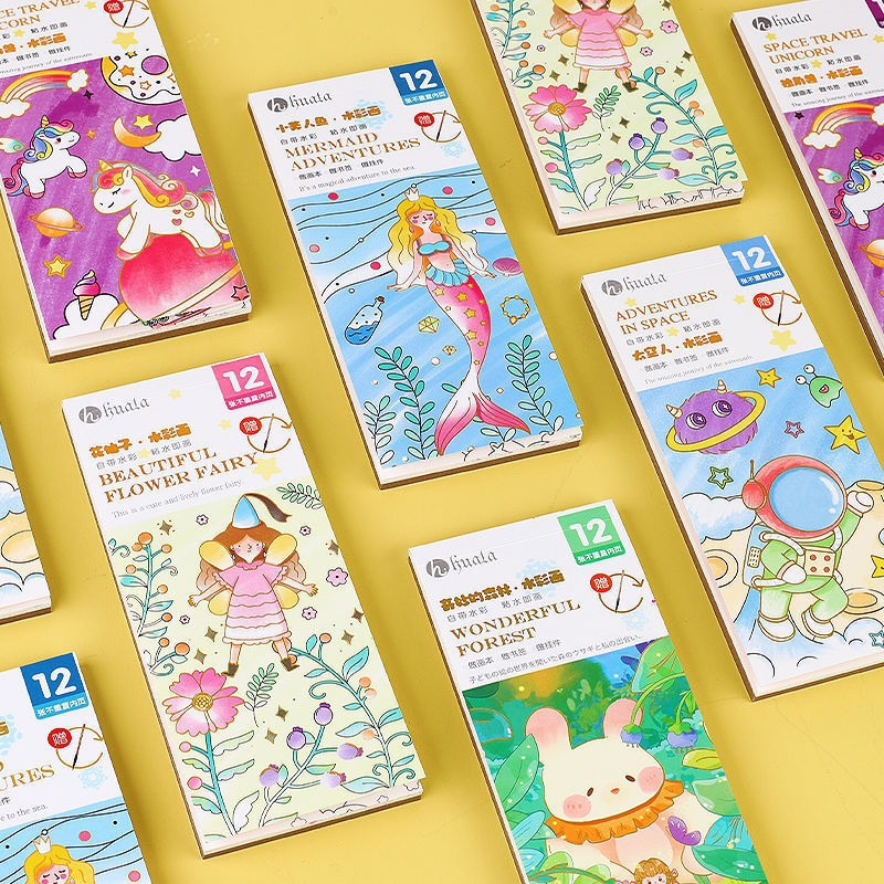 Cross-border children's watercolor coloring sticky notes, self-painted pictures, watercolor books, gouache doodling picture books, factory direct sales Specification drawing