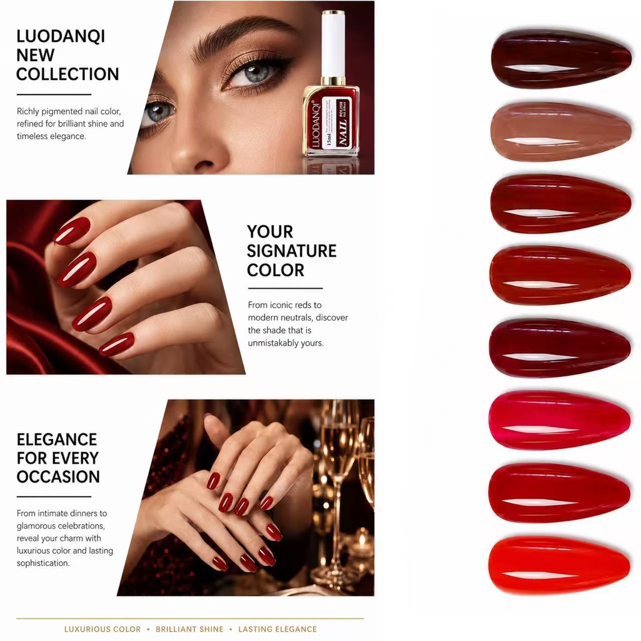 The new nail polish, a luxurious red series of high-end 8-color nail care products, is exclusively available in stock from the factory Specification image