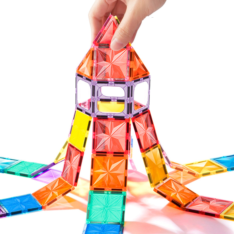 源头厂家彩窗磁力片儿童拼装磁性积木3-6岁DIY吸铁石益智早教玩具白底实物图