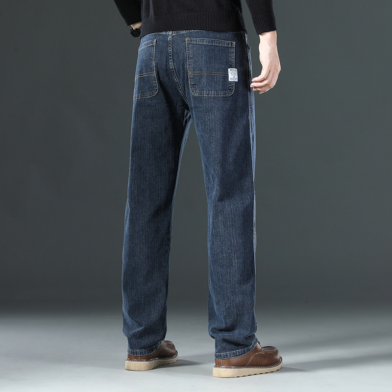 2025 New high-end men's spring and autumn large-sized loose straight-leg jeans and winter middle-aged men's fleece long pants Application Scenario