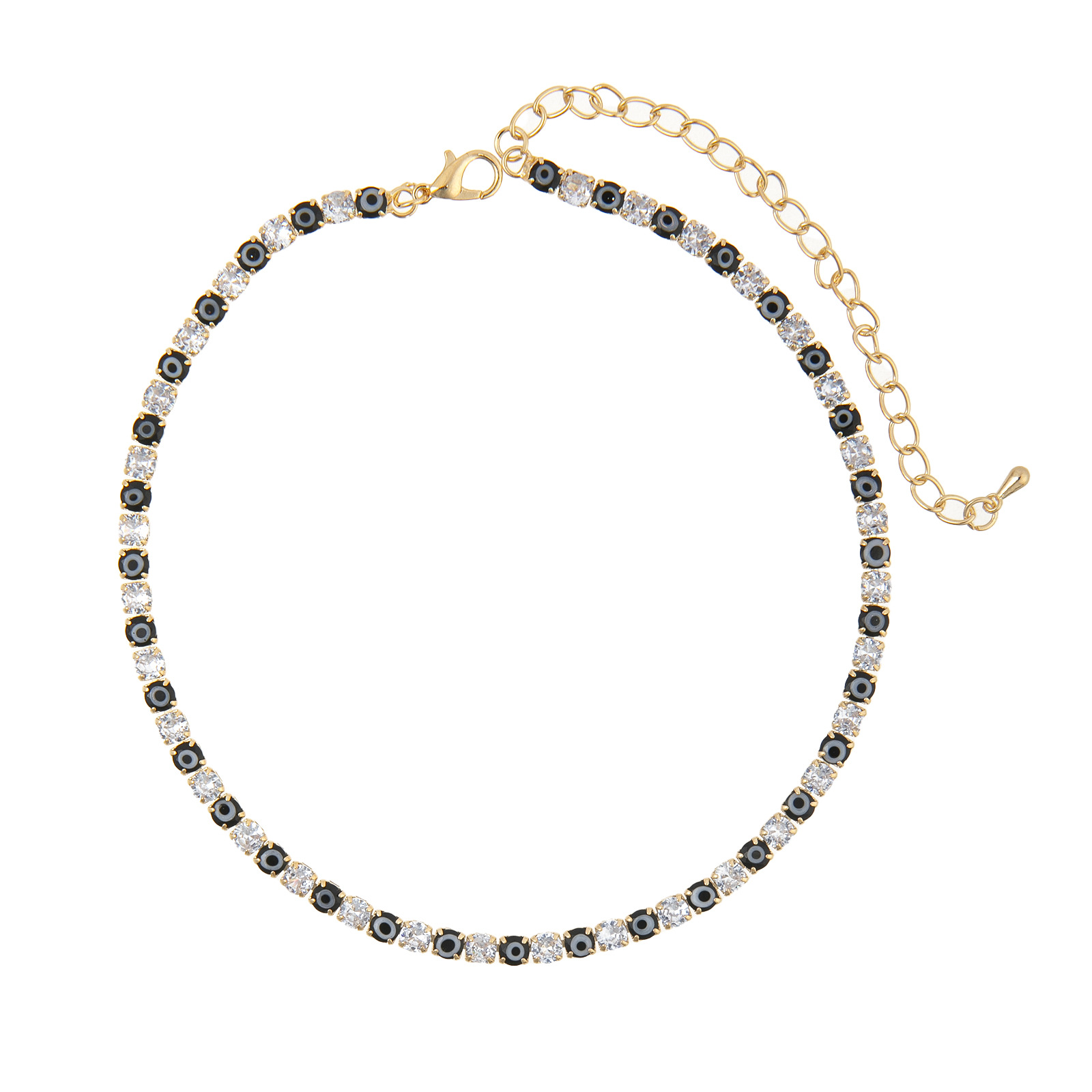 A new Amazon cross-border European and American cat's eye colored zircon necklace with a single-layer design sense, trendy and individual rhinoceros necklace