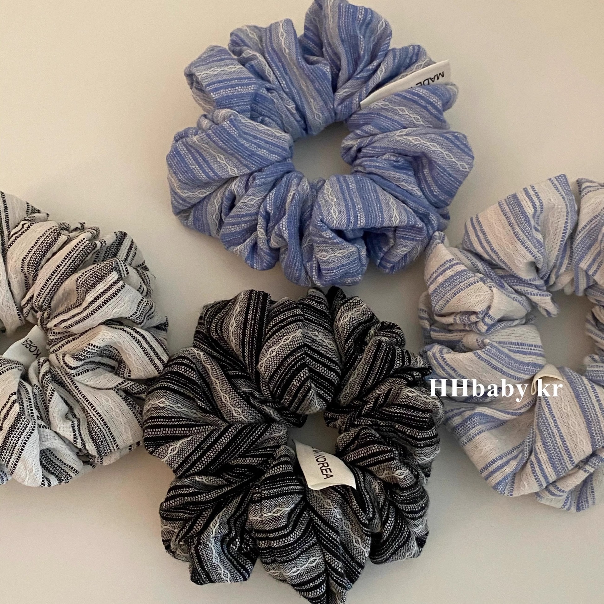 Korean style colorful striped large intestine hair band female Internet celebrity 2025 new summer high-J-look bun hair rope accessory