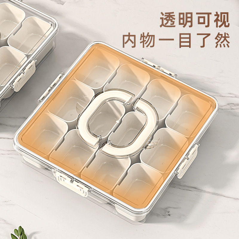 饺子格子盒/冰箱整理神器/鸡蛋置物架/饭盒/饺子盒细节图