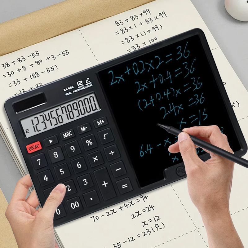 True solar 12-digit handwritten calculator, high-end gift, sample customization, business accounting special student calculator Specification image