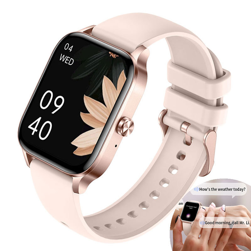 红太阳科技跨境新款方屏智能手表通话蓝牙运动计步信息提醒监测心率血氧