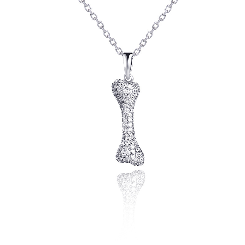Wang Yibo's S925 sterling silver full diamond bone necklace, a high-end, light luxury, niche diamond-encrusted trendy pendant for both men and women Item Picture