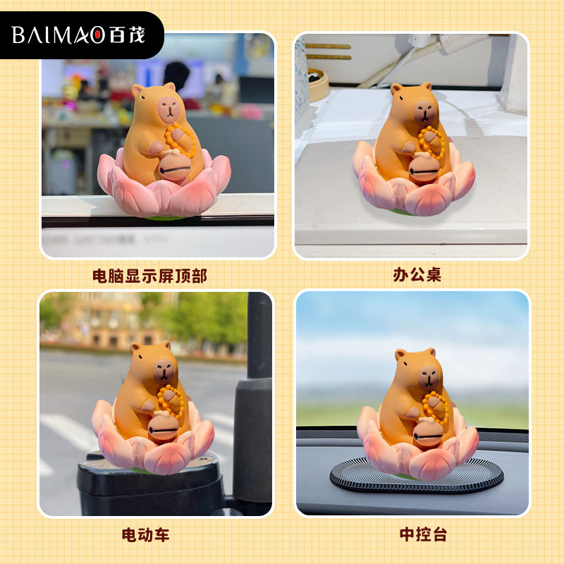 Original Buddhist-style lucky Lotus and Piggy figurines, exquisite resin handicrafts, office desks, car trinkets Application Scenario