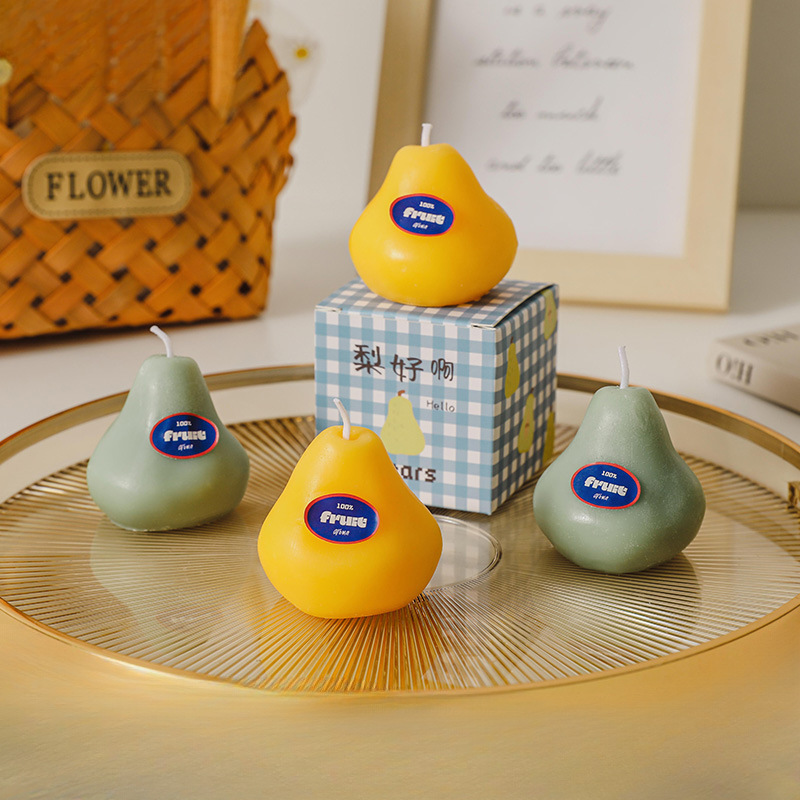 仿真水果创意梨造型蜡烛手工香薰ins风伴手礼香氛蜡烛批发