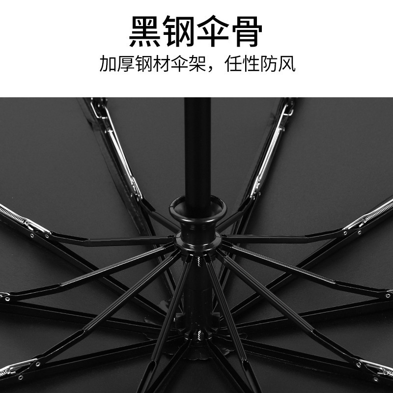Large black rubber folding umbrellas, men's and women's umbrellas, manual sun protection and UV protection umbrellas wholesale, all-weather umbrellas Specification image