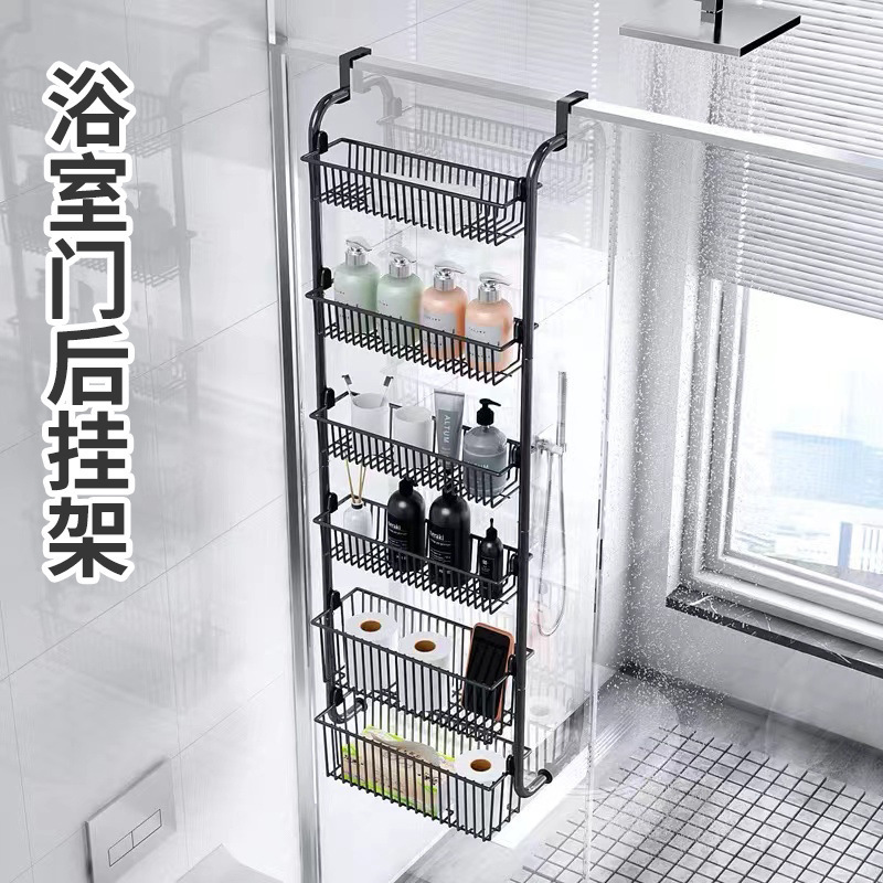 The round tube-sized hanging basket rack behind the door, multi-layer storage rack, bathroom door hanging rack, multi-functional organization Specification image